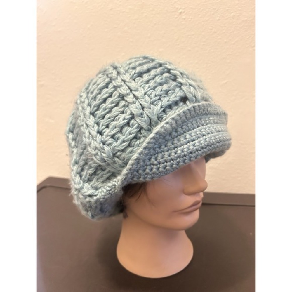 Crocheted‎ Winter Beanie Handmade Light Blue